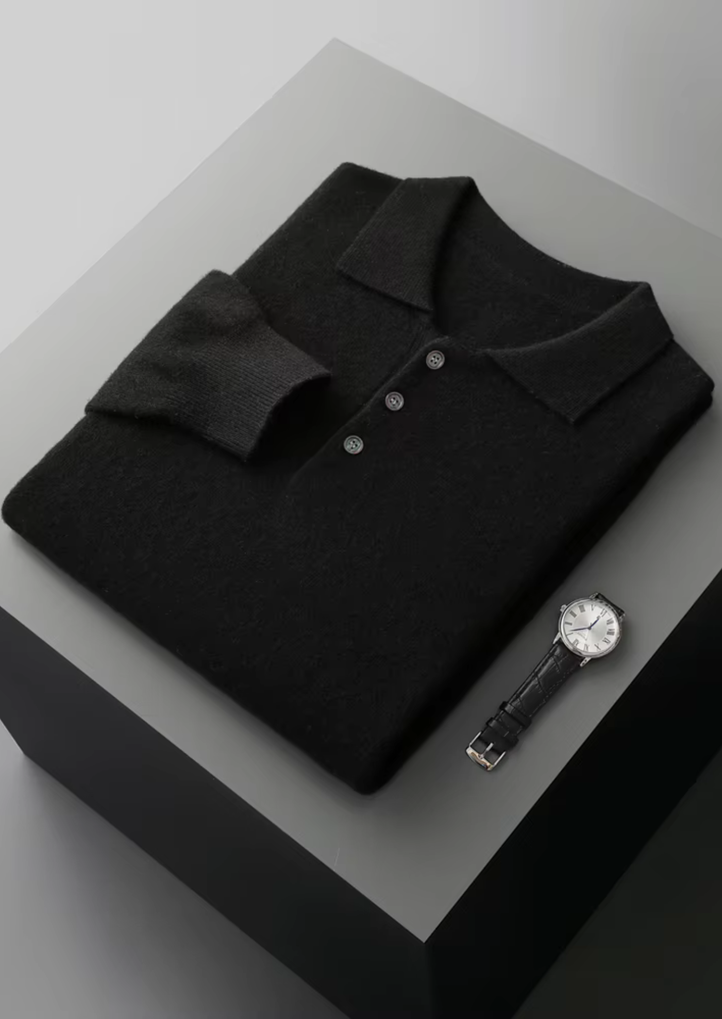 Wool Classic Polo Sweater for Men - Comfortable Knitwear for Casual Wear
