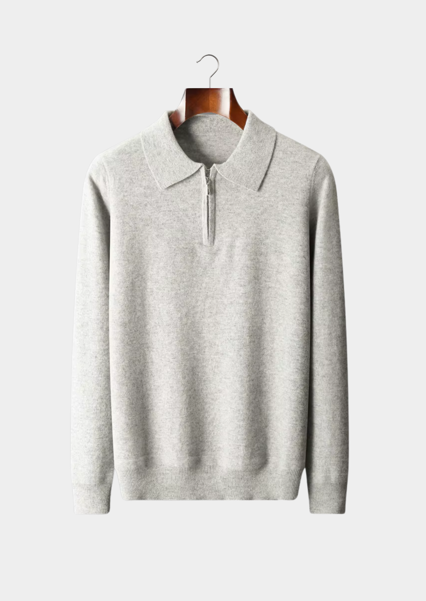 Wool Half Zip Polo Shirt for Men - Casual Lightweight Knit Top