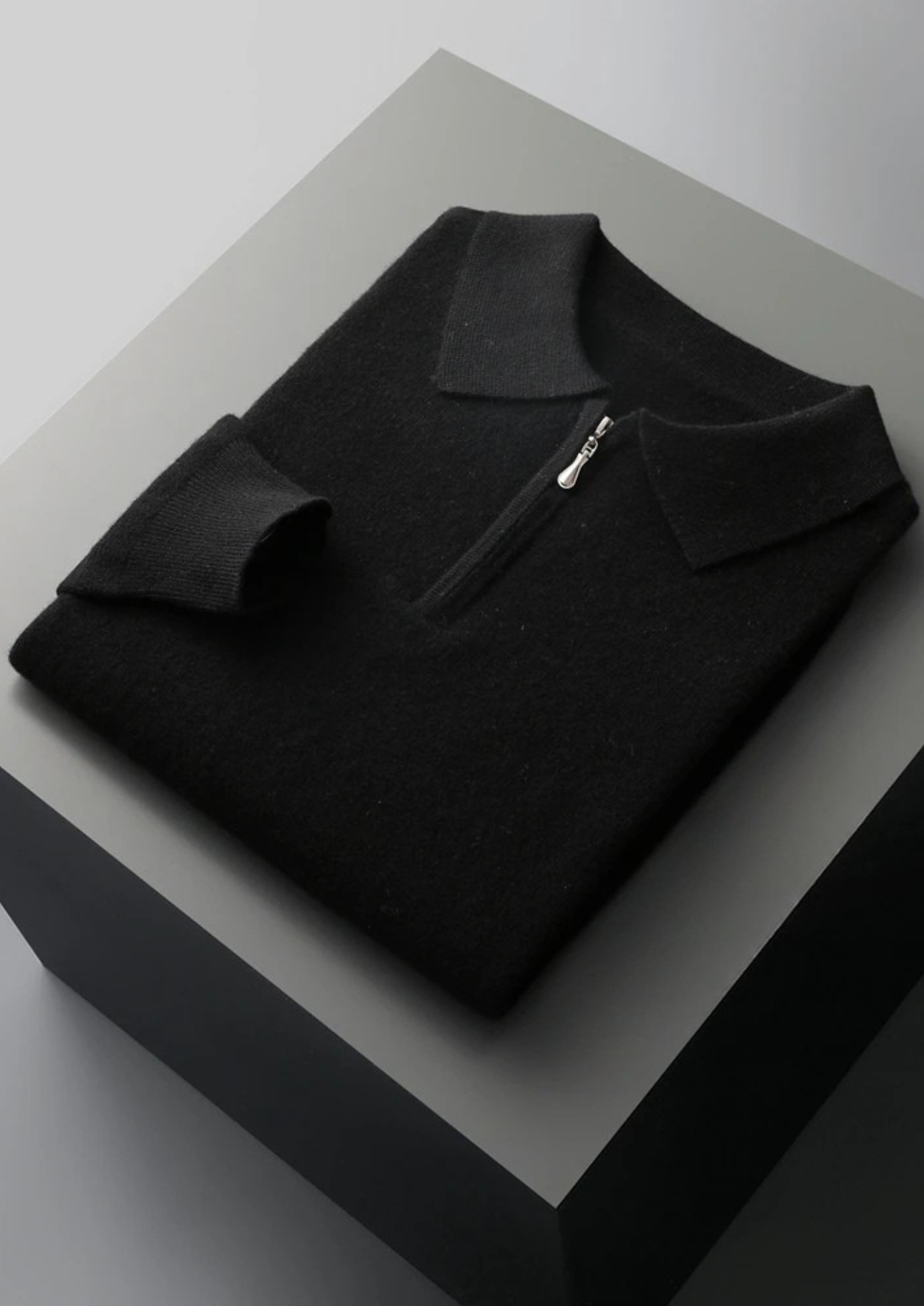 Wool Half Zip Polo Shirt for Men - Casual Lightweight Knit Top