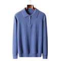 Wool Half Zip Polo Shirt for Men - Casual Lightweight Knit Top