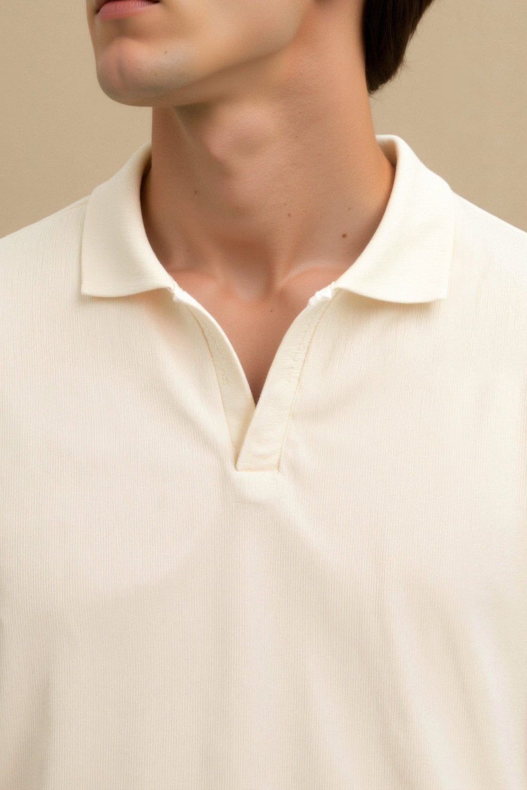 Wool Polo T-Shirt with Textured Structure for Casual Wear