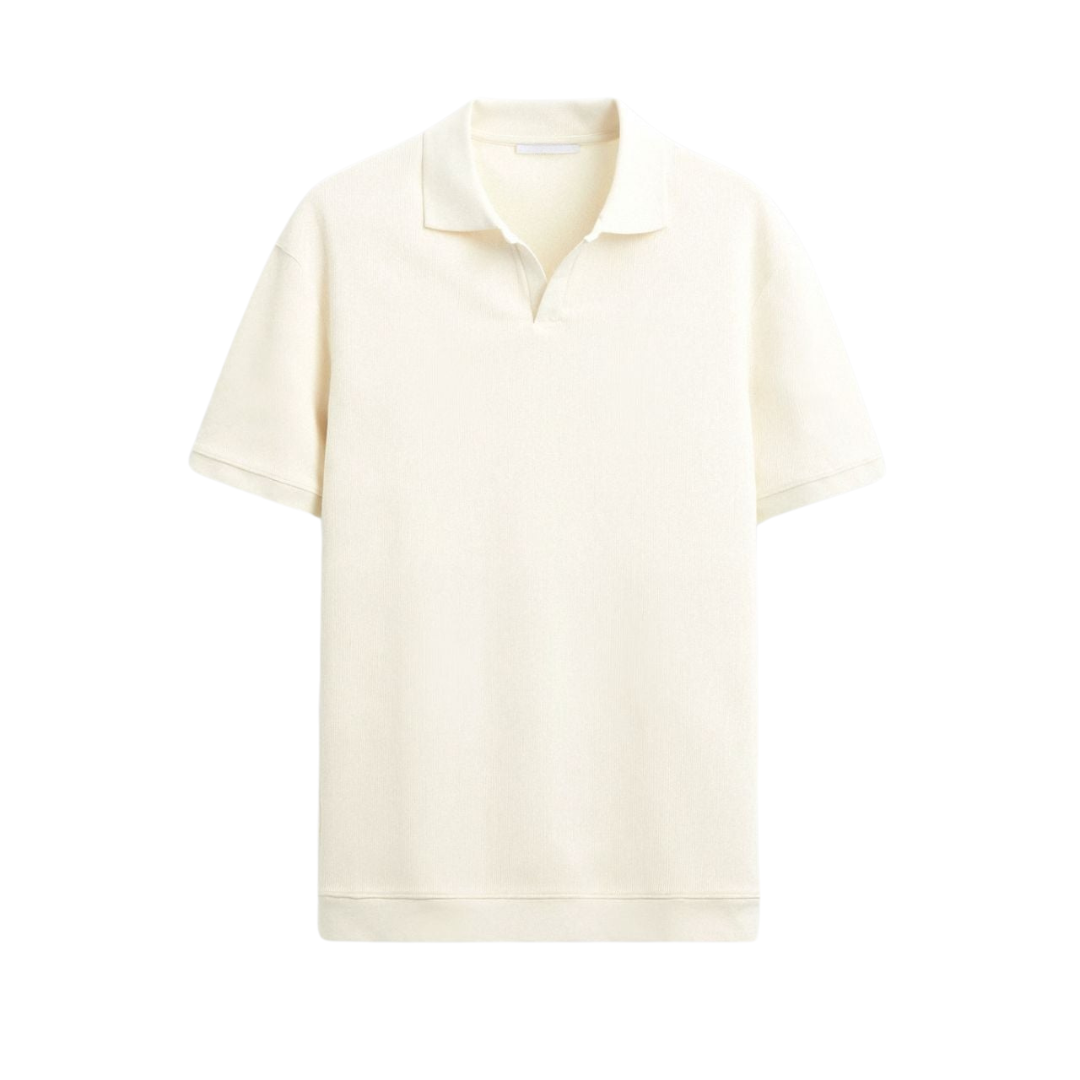 Wool Polo T-Shirt with Textured Structure for Casual Wear