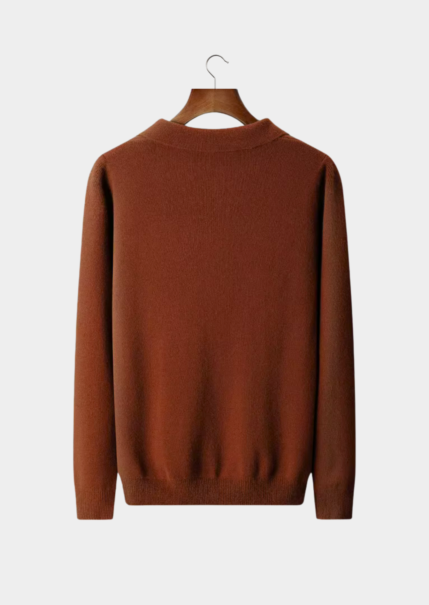 Wool Ribbed Buttonless Polo Shirt for Casual Wear and Layering